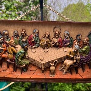 Roman Soapstone Or Resin Apostles Last Supper 12.25” Length X7.25” Height Italy